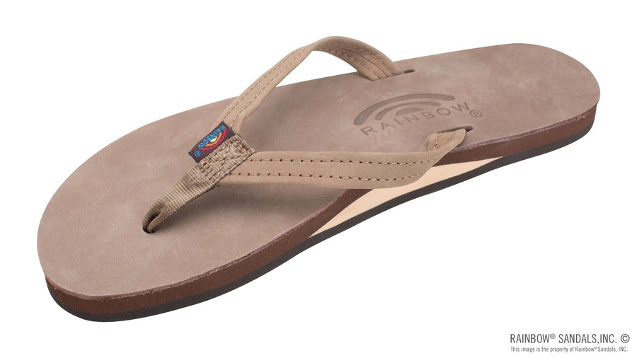Women’s leather flip flops Rainbow narrow strap