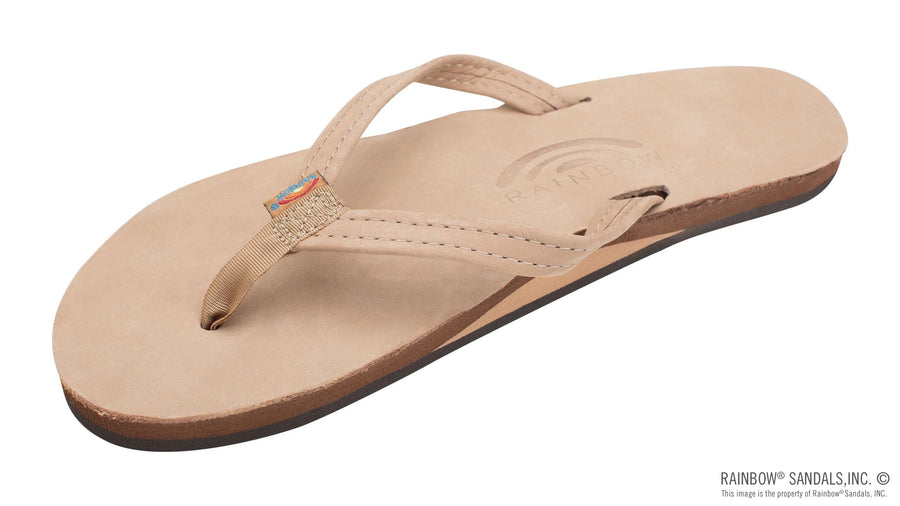 Women’s leather flip flops Rainbow narrow strap