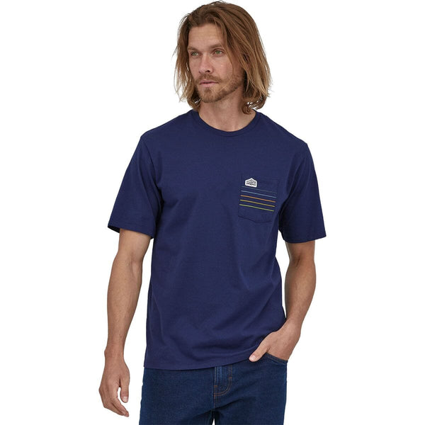 Patagonia Line Logo Ridge Stripe Organic Pocket T-Shirt - Apex