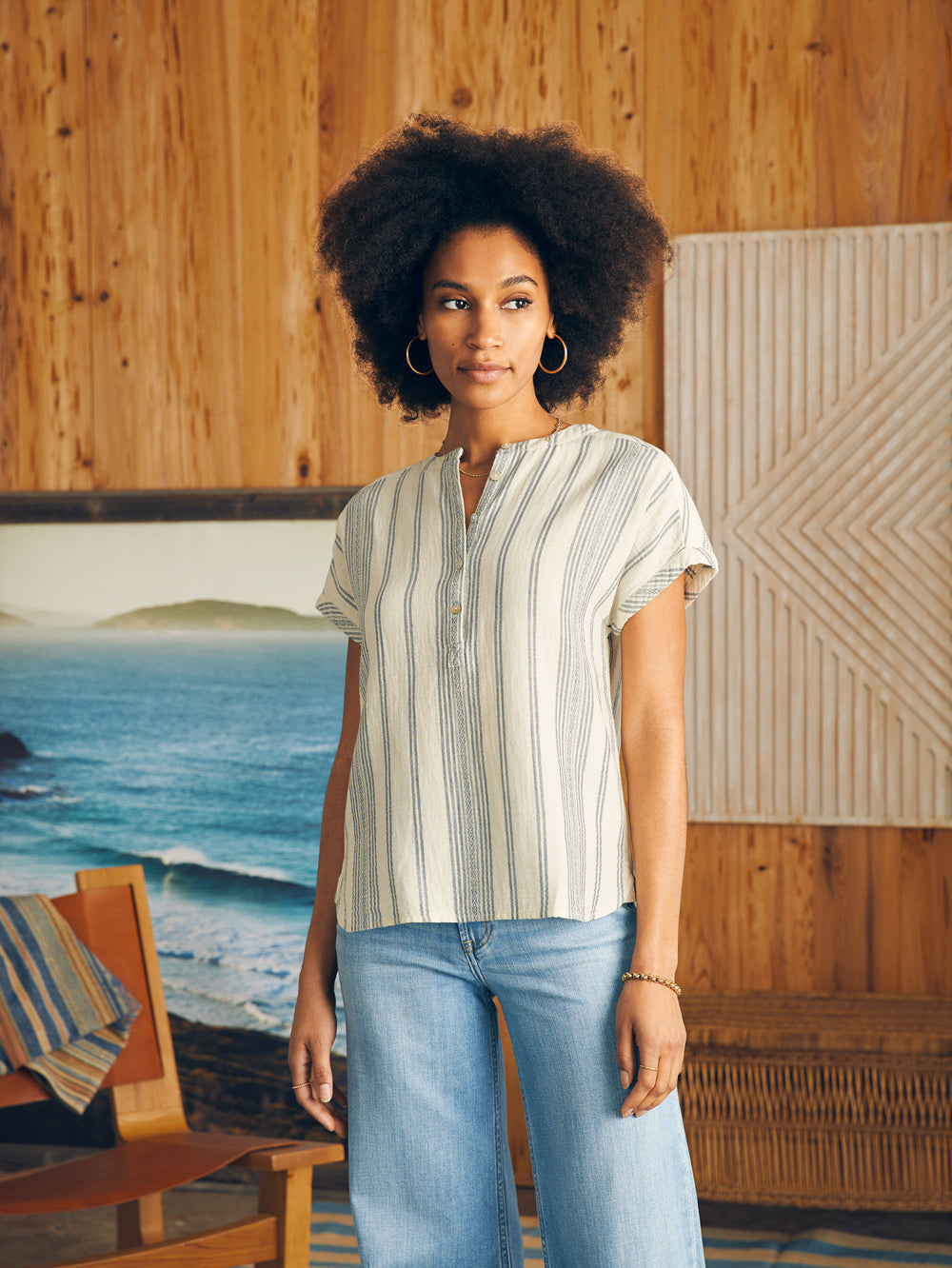 Faherty Dream Cotton Gauze Desmond Top - Women's
