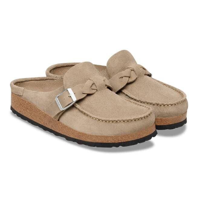 Birkenstock Buckley Braided Suede Leather Clogs Clogs Birkenstock Taupe 37