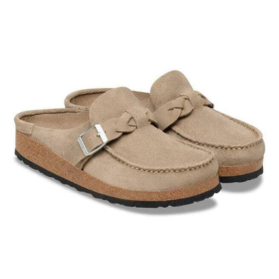 Birkenstock Buckley Braided Suede Leather Clogs Clogs Birkenstock Taupe 37