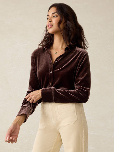 Faherty Stretch Silk Velvet Genevieve Shirt - Women's Shirts Faherty