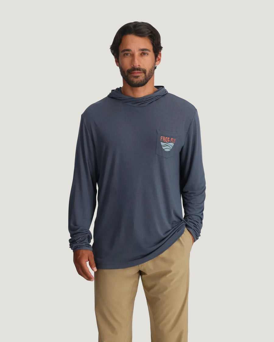 Free Fly Bamboo Lightweight Graphic Hoodie - Men's Hoodies and Sweatshirts Free Fly Blue Edge Storm Cloud M 