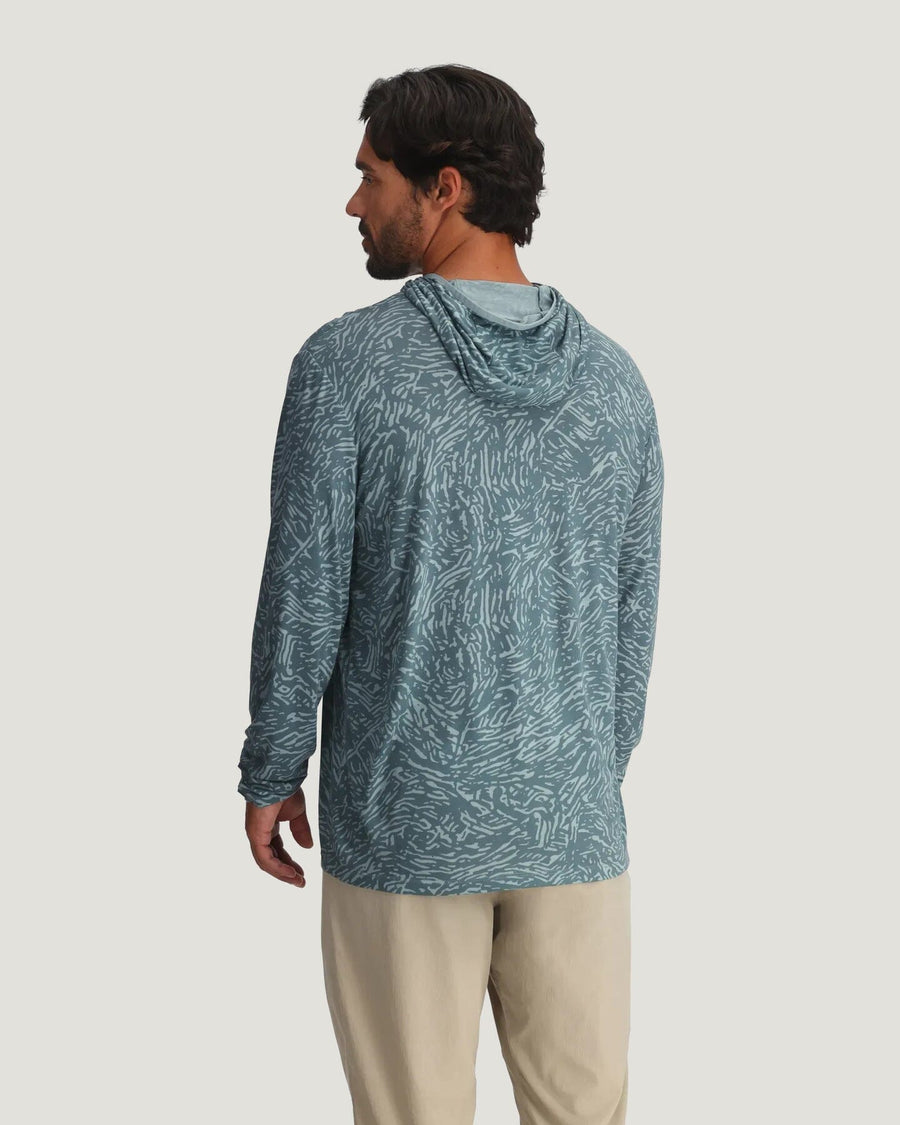 Free Fly Bamboo Lightweight Hoodie - Men's General Free Fly Tidal Flow Print Stormy Sea S 