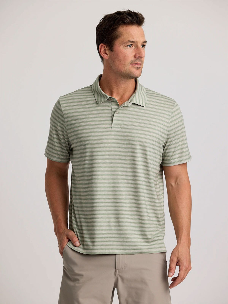 Free Fly Elevate Polo - Men's General Free Fly Smooth Sailing Stripe - Heather Desert Sage S 