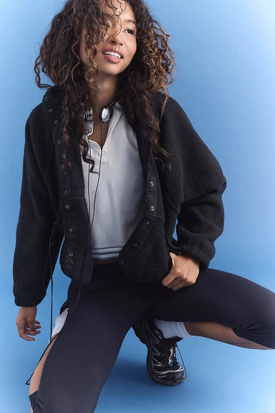 Free People Movement Hit The Slopes Fleece Jacket Women's Fleece Jackets Free People Movement Black XS