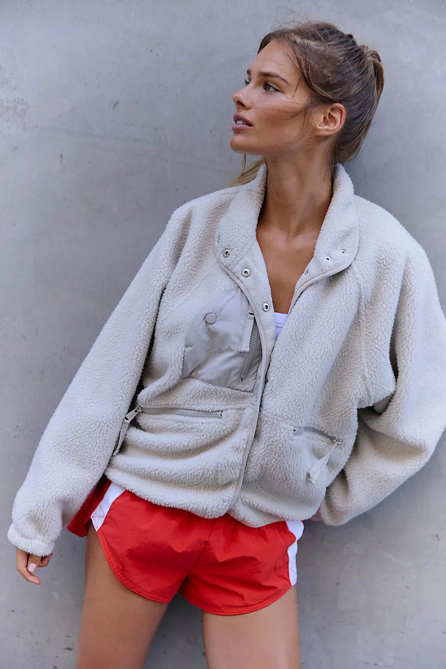 Free People Movement Hit The Slopes Fleece Jacket Women's Fleece Jackets Free People Movement Muted Beige XS 
