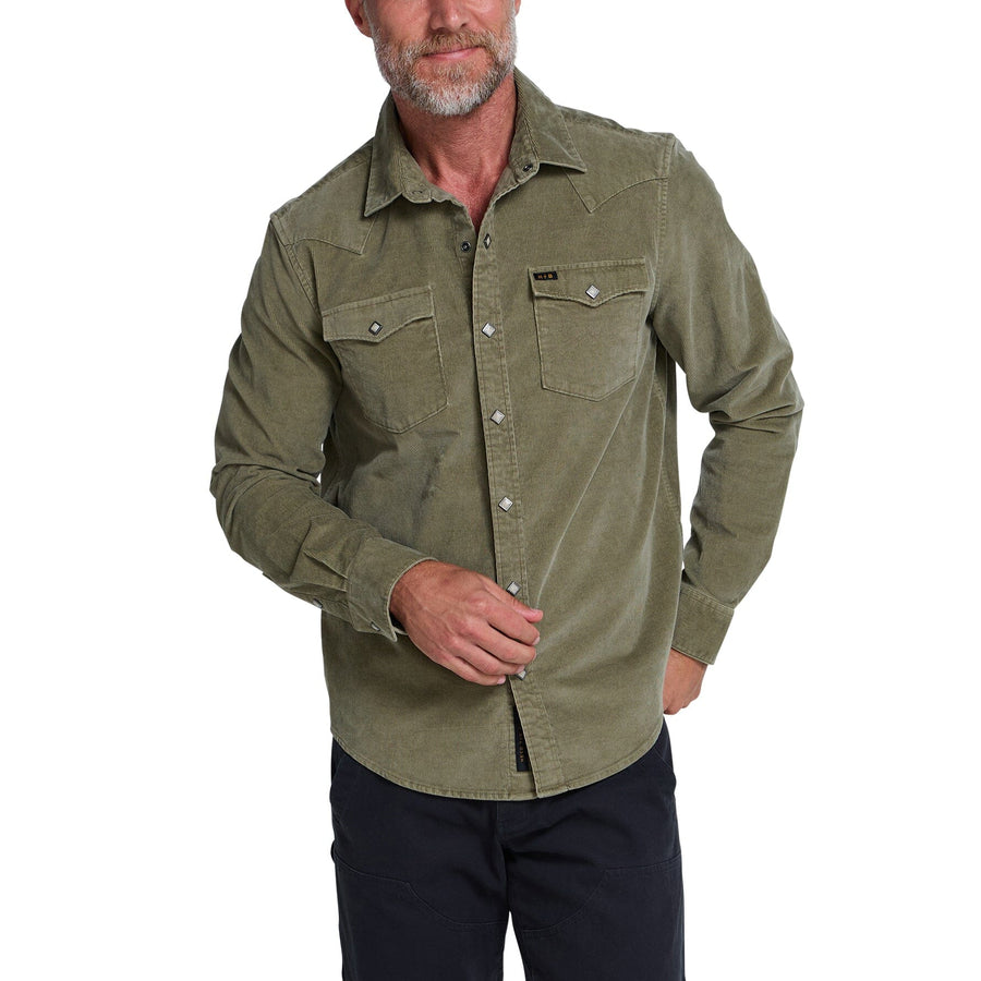 Howler Bros. Banning Corduroy Snapshirt Men's Flannel Shirts Howler Brothers Aloe M 