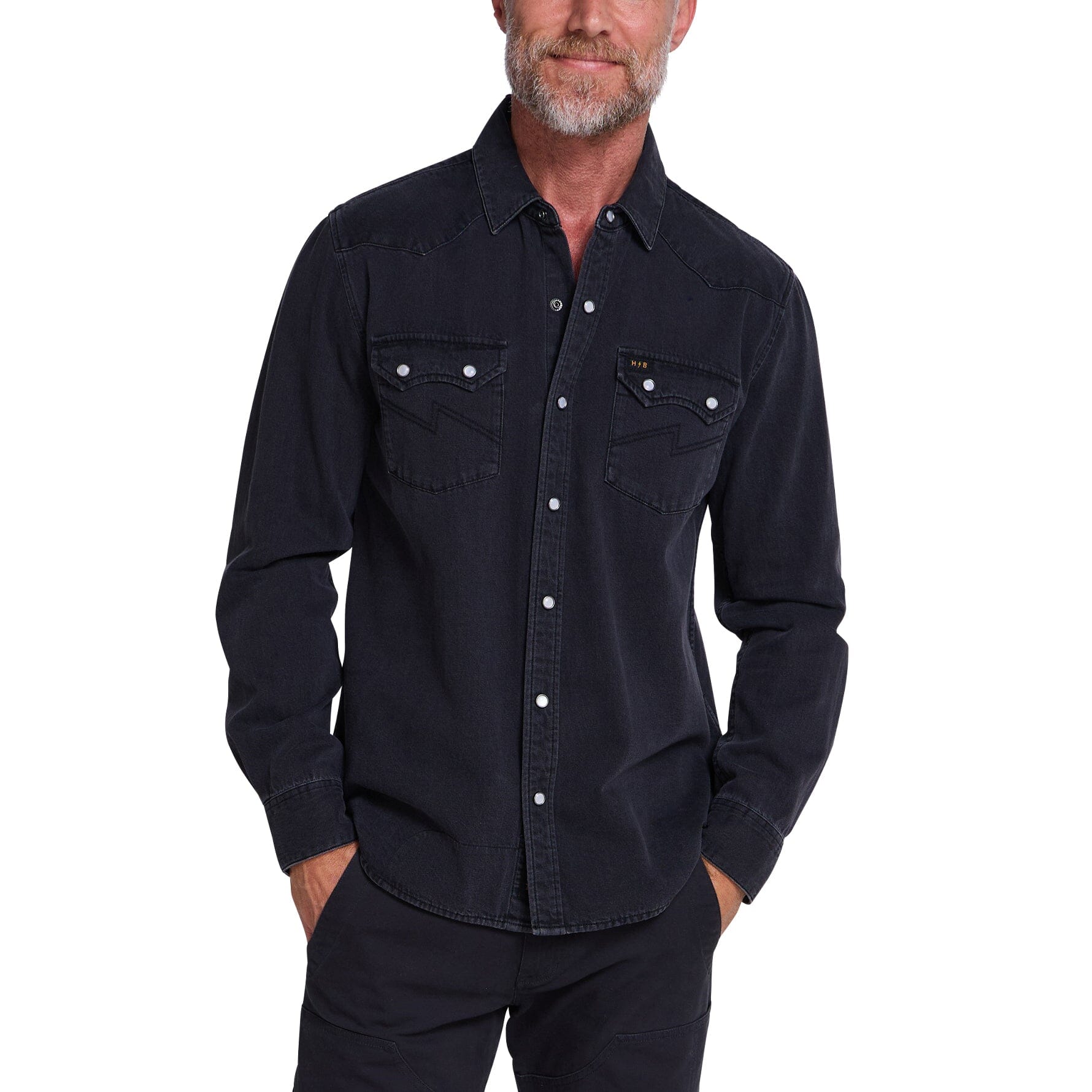 Howler Bros. Dust Up Denim Snapshirt Men's Long Sleeve Button Downs Howler Brothers Morrison Black Wash M