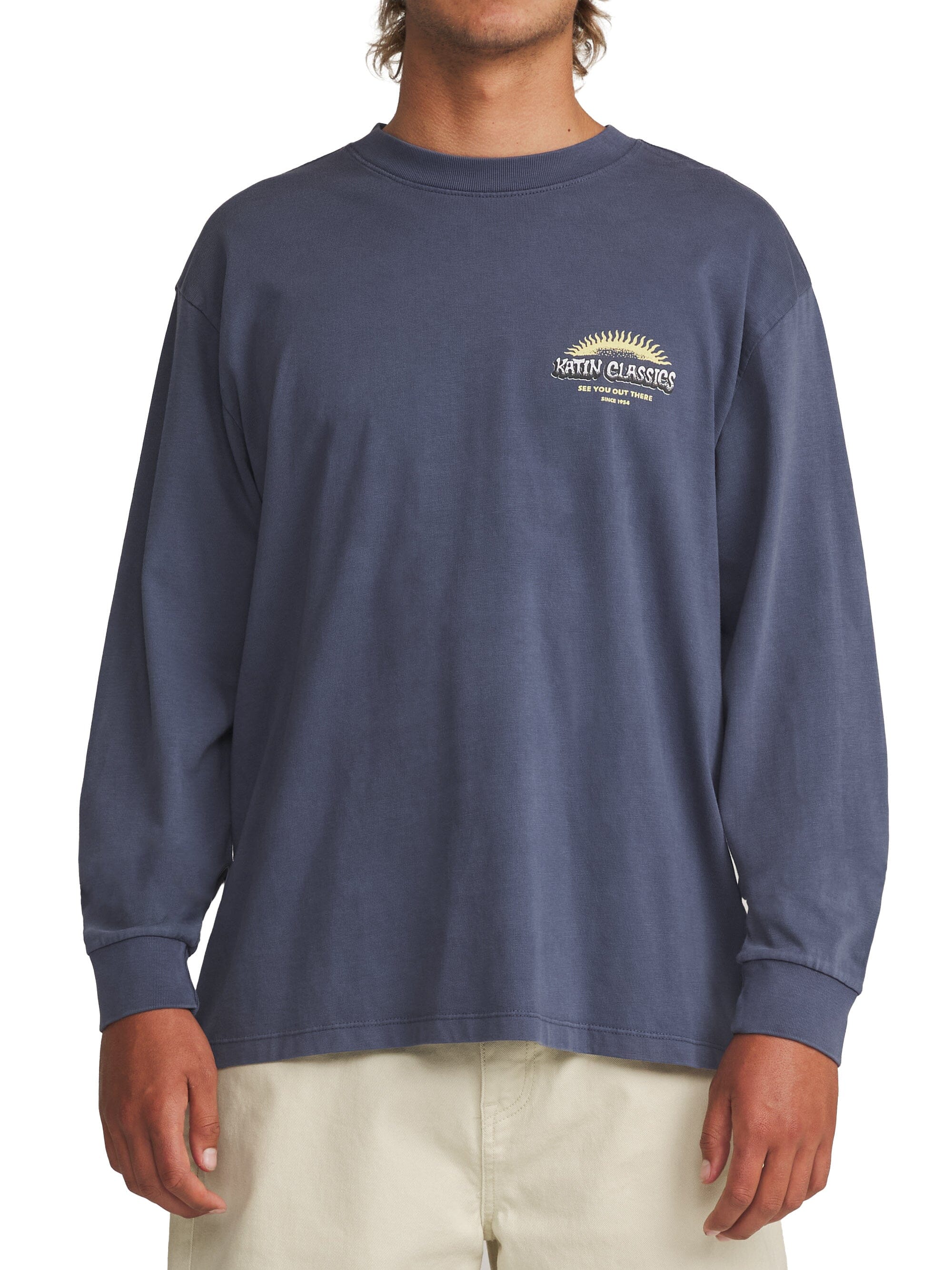 Katin Glow Box Fit Long Sleeve Tee Men's Long Sleeve Graphic T-Shirt Katin Washed Blue Vintage Wash M
