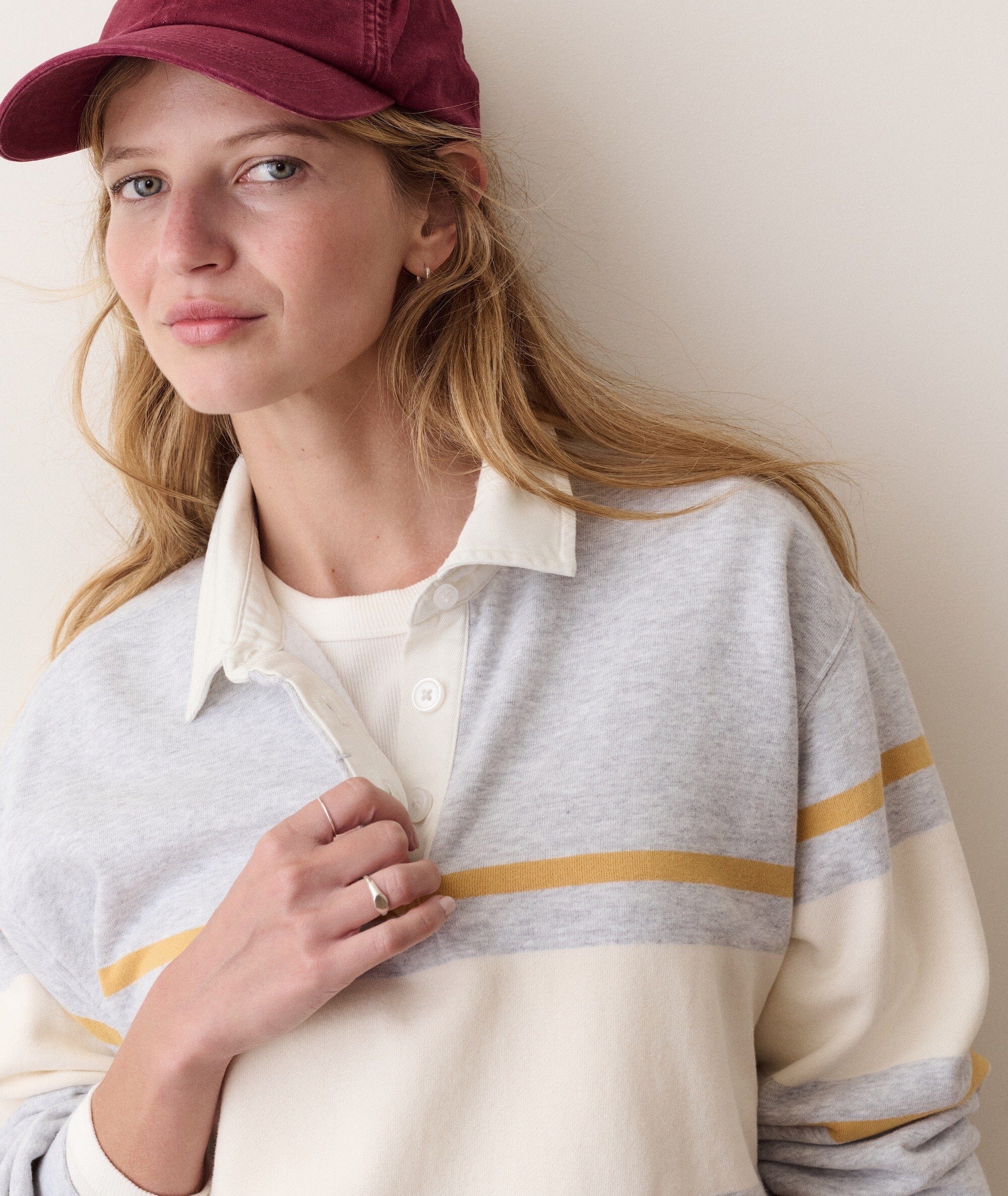 Marine Layer Cloud 9 Rugby Polo Women's Fleece Pullover Marine Layer