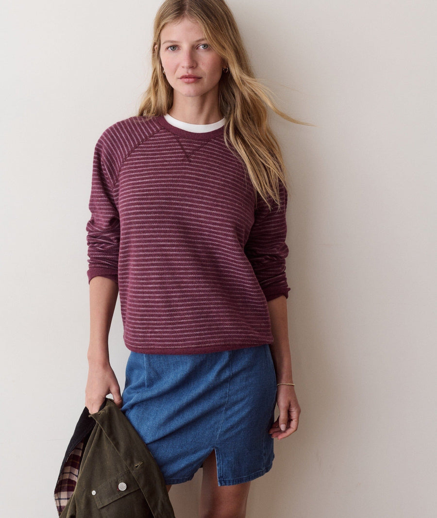 Marine Layer Juno Textured Raglan Women's Sweaters Marine Layer Cabernet Stripe XS 