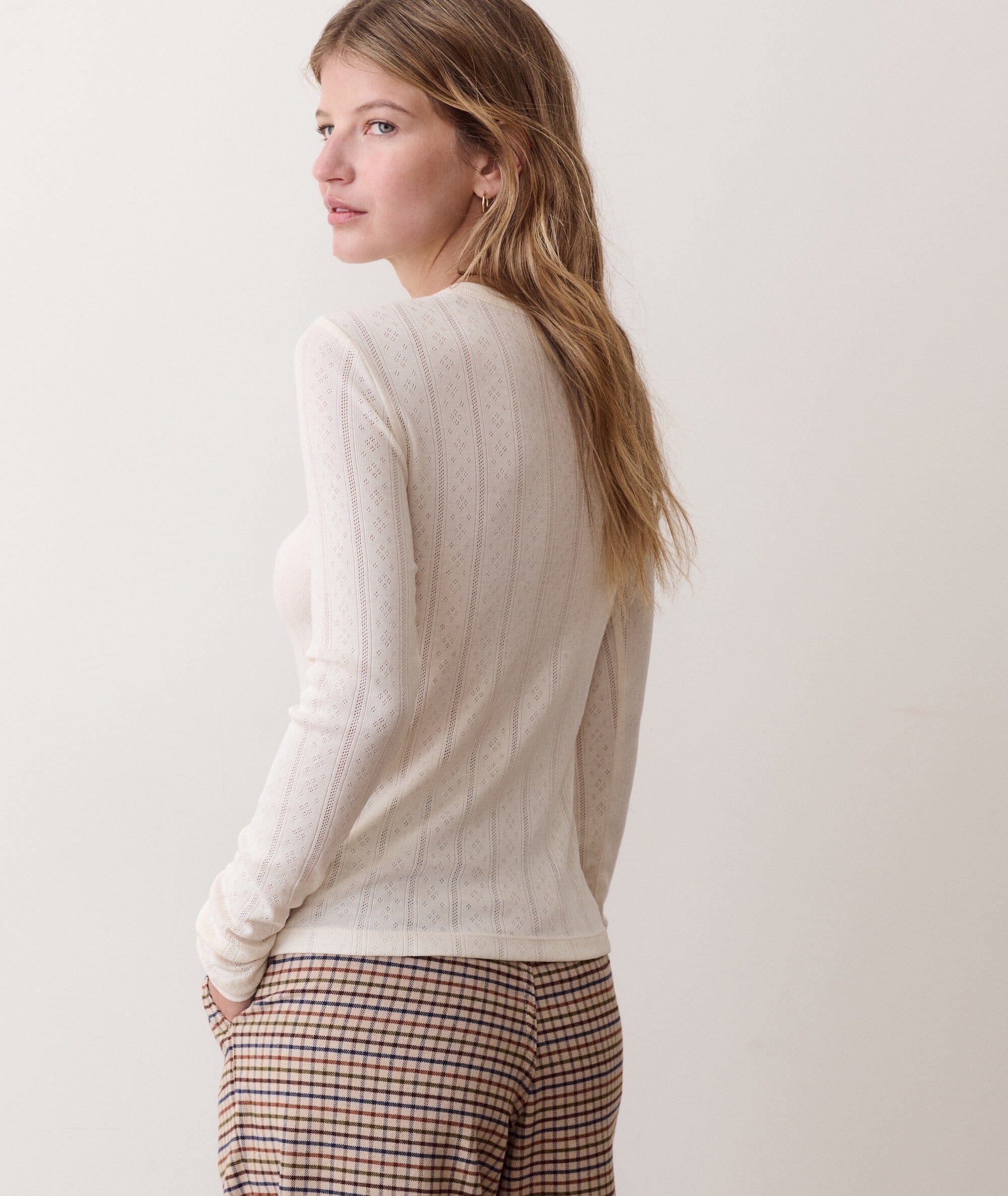 Marine Layer Lexi Pointelle Long Sleeve Henley Women's Casual Tops Marine Layer
