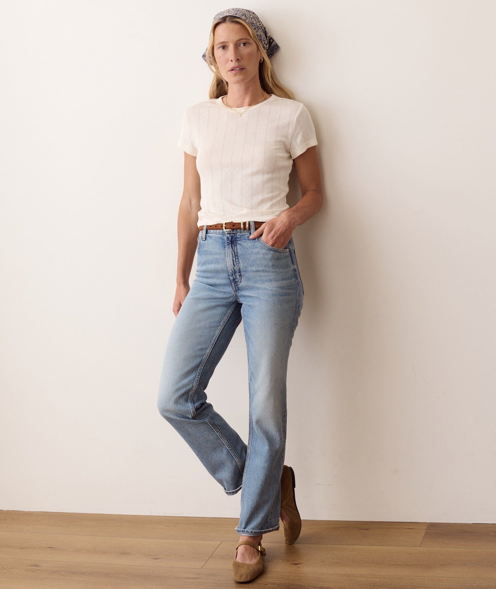 Marine Layer Lexi Pointelle Tee Women's Casual Tops Marine Layer