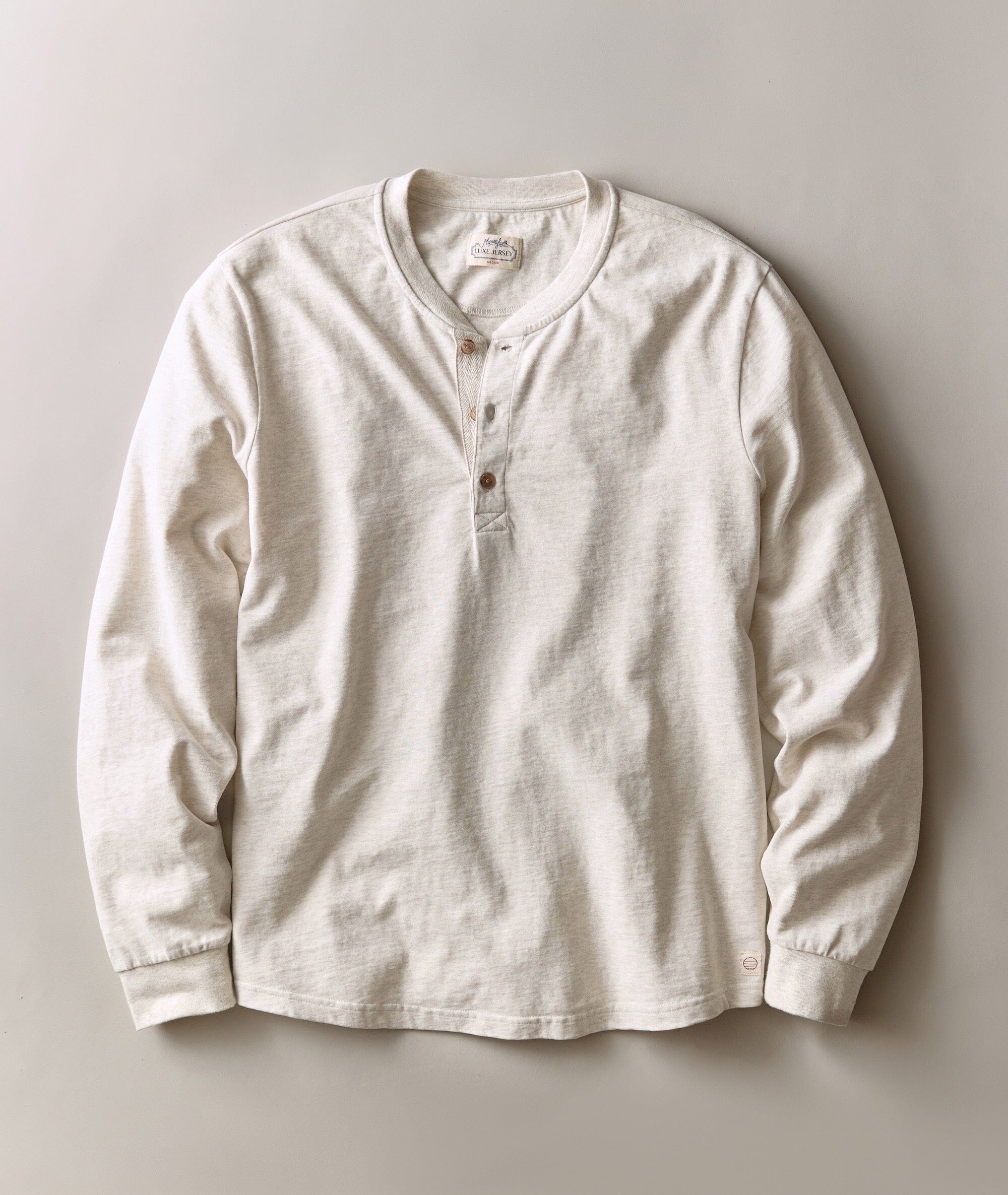 Marine Layer Luxe Jersey Henley – Men's Men's Henleys Marine Layer Oatmeal Heather M