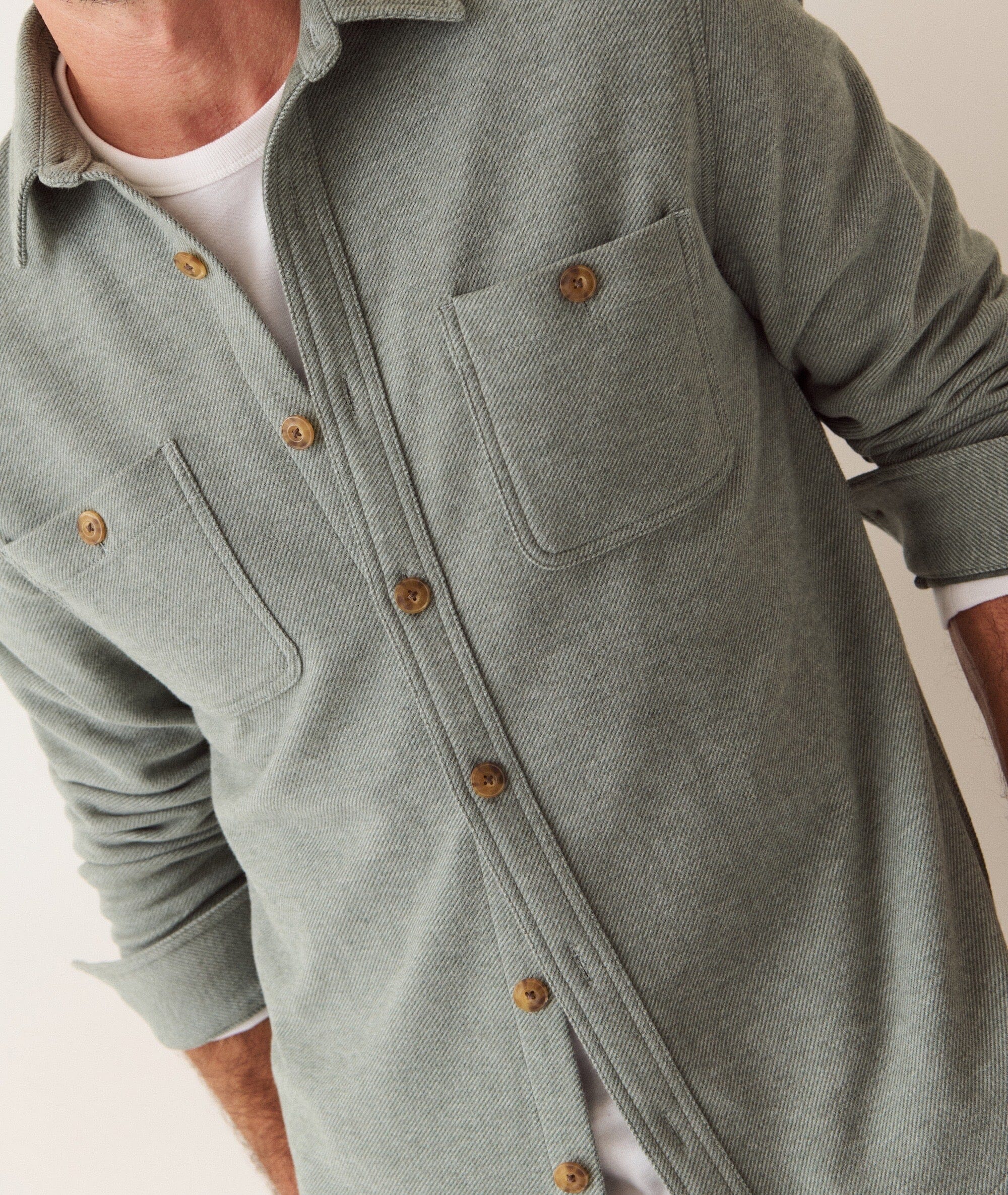 Marine Layer Pacifica Stretch Twill Overshirt - Men's Men's Flannel Shirts Marine Layer