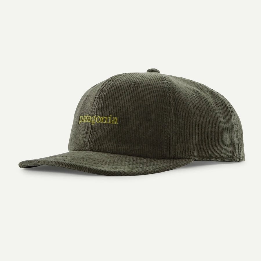 Patagonia Corduroy Cap Hats Patagonia Text Logo: Old Growth Green 
