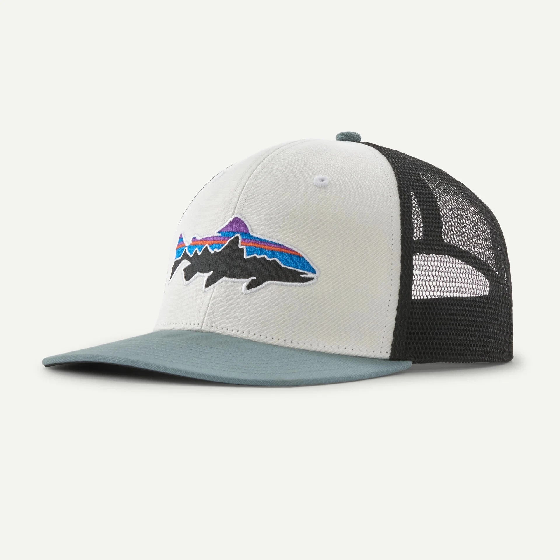 Patagonia Fitz Roy Trout Trucker Hat Hats Patagonia White w/Blue Sage