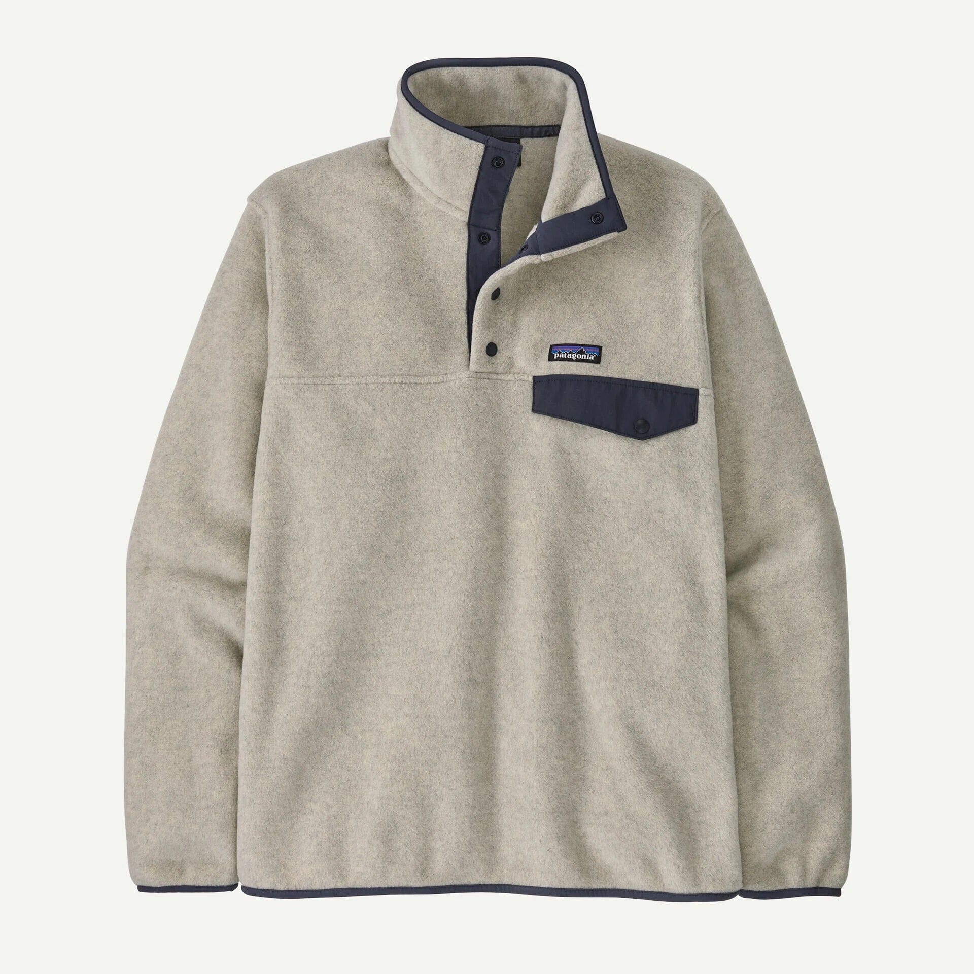 Patagonia Lightweight Synchilla Snap-T - Men's Men's Fleece Pullovers Patagonia Oatmeal Heather w/ New Navy S