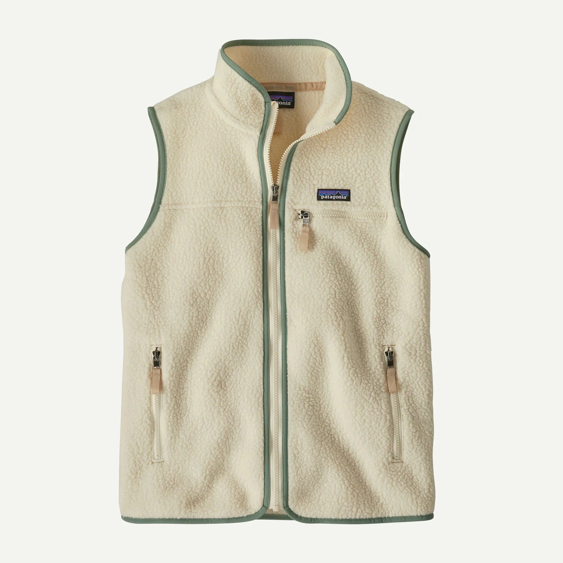 Patagonia Retro Pile Vest - Women's Jackets & Fleece Patagonia Natural w/Ellwood Green XS