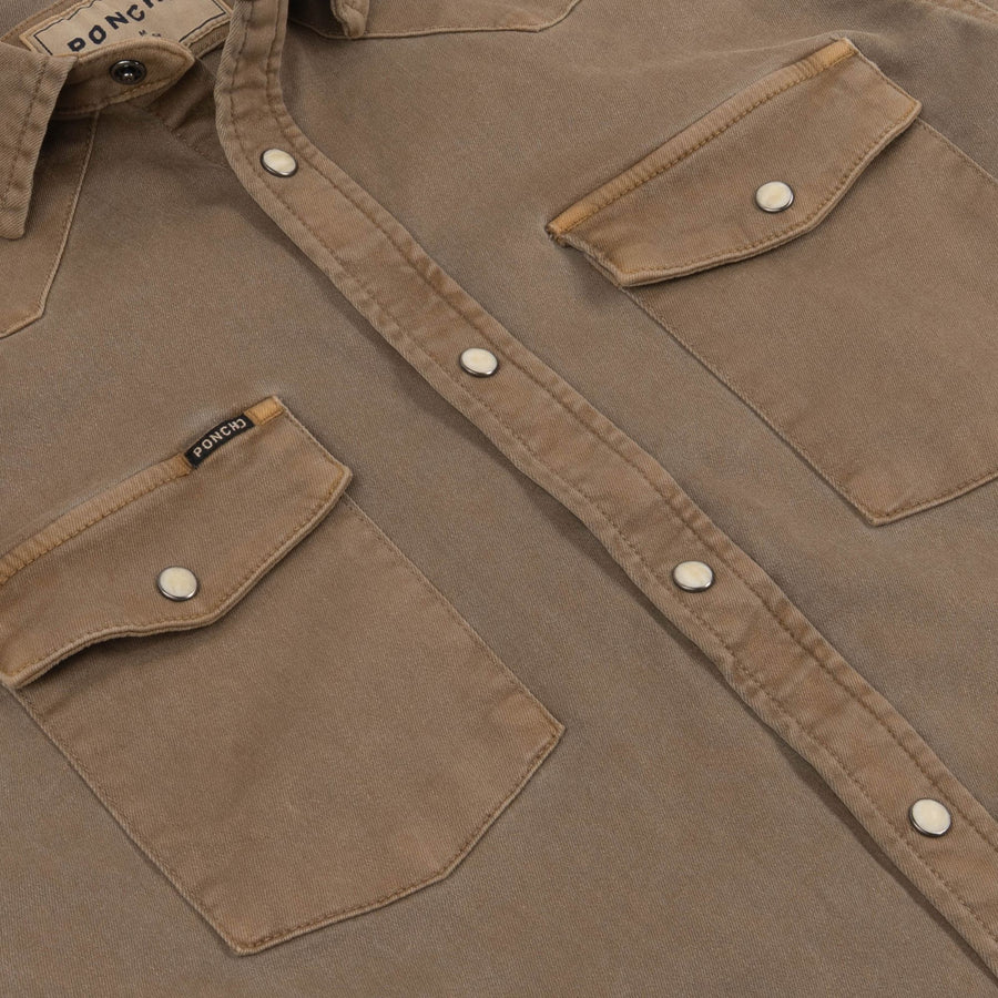 Poncho The Cotulla Shirt Men's Long Sleeve Button Downs Poncho Brown S 