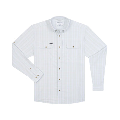 Poncho The Dunes Shirt (Slim) Men's Long Sleeve Button Downs Poncho Light Grey and Green Plaid M