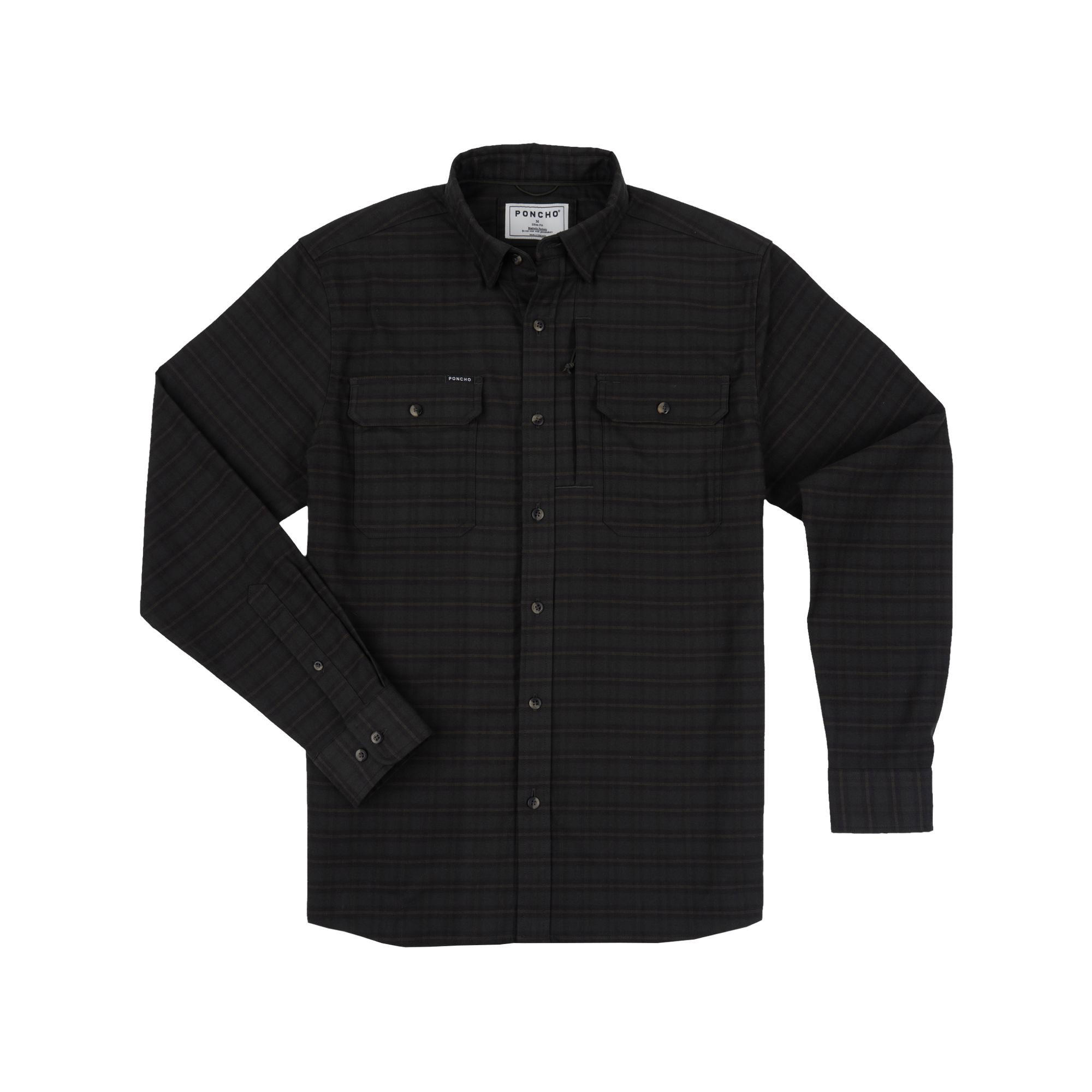 Poncho The Gloucester Shirt - Slim Men's Flannel Shirts Poncho Black/Brown/Tan Plaid M