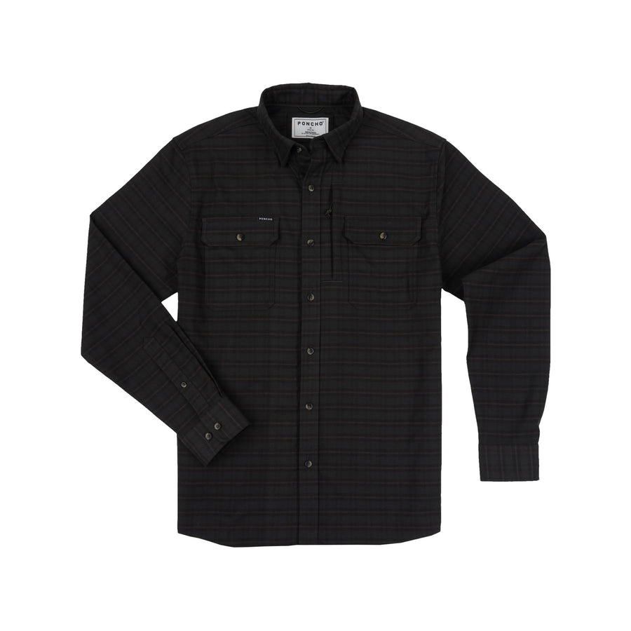 Poncho The Gloucester Shirt - Slim Men's Flannel Shirts Poncho Black/Brown/Tan Plaid M 