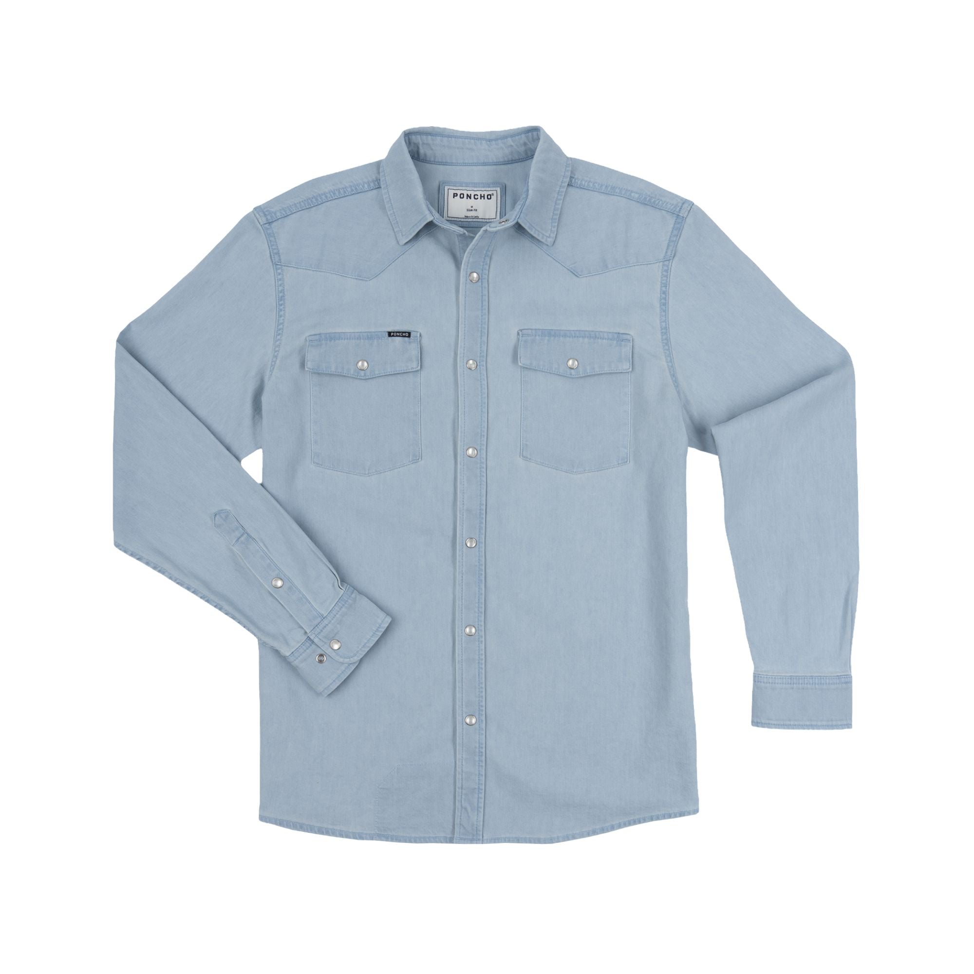Poncho The Marfa Shirt Men's Long Sleeve Button Downs Poncho Light Wash M
