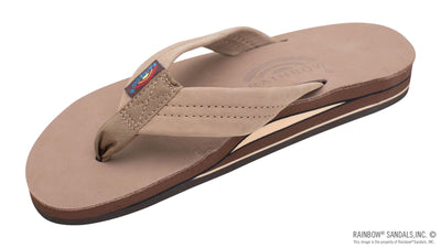 Rainbow Double Layer Arch Support Premier Leather with a 1" Strap - Men's Shoes The North Face Dark Brown M