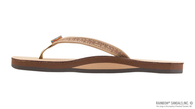 Rainbow Las Flores Premier Leather Single Layer with 1/2" Floral Narrow Strap - Women's Shoes Rainbows