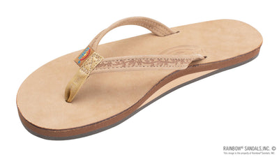 Rainbow Las Flores Premier Leather Single Layer with 1/2" Floral Narrow Strap - Women's Shoes Rainbows