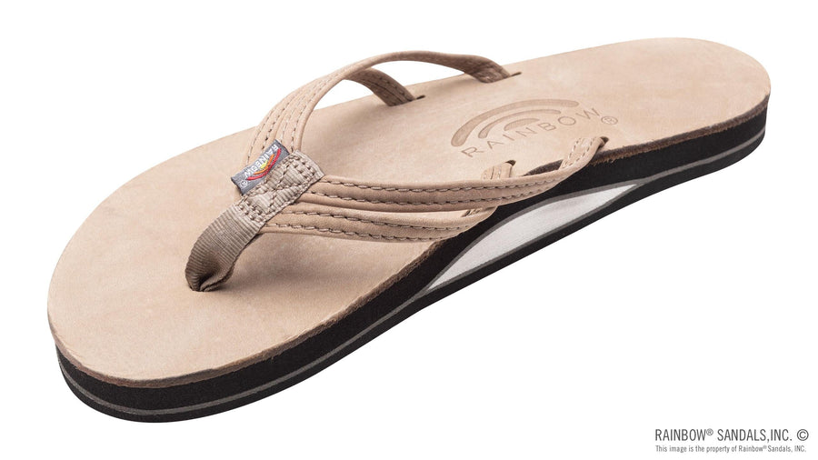Rainbow Luxury Leather Single Layer Arch Support with 1/3" Double Narrow Strap - Women's Shoes Rainbows Stone Grey S (5.5-6.5) 