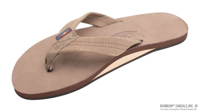 Rainbow Single Layer Premier Leather with Arch Support 1" Strap - Men's Shoes The North Face Dark Brown M