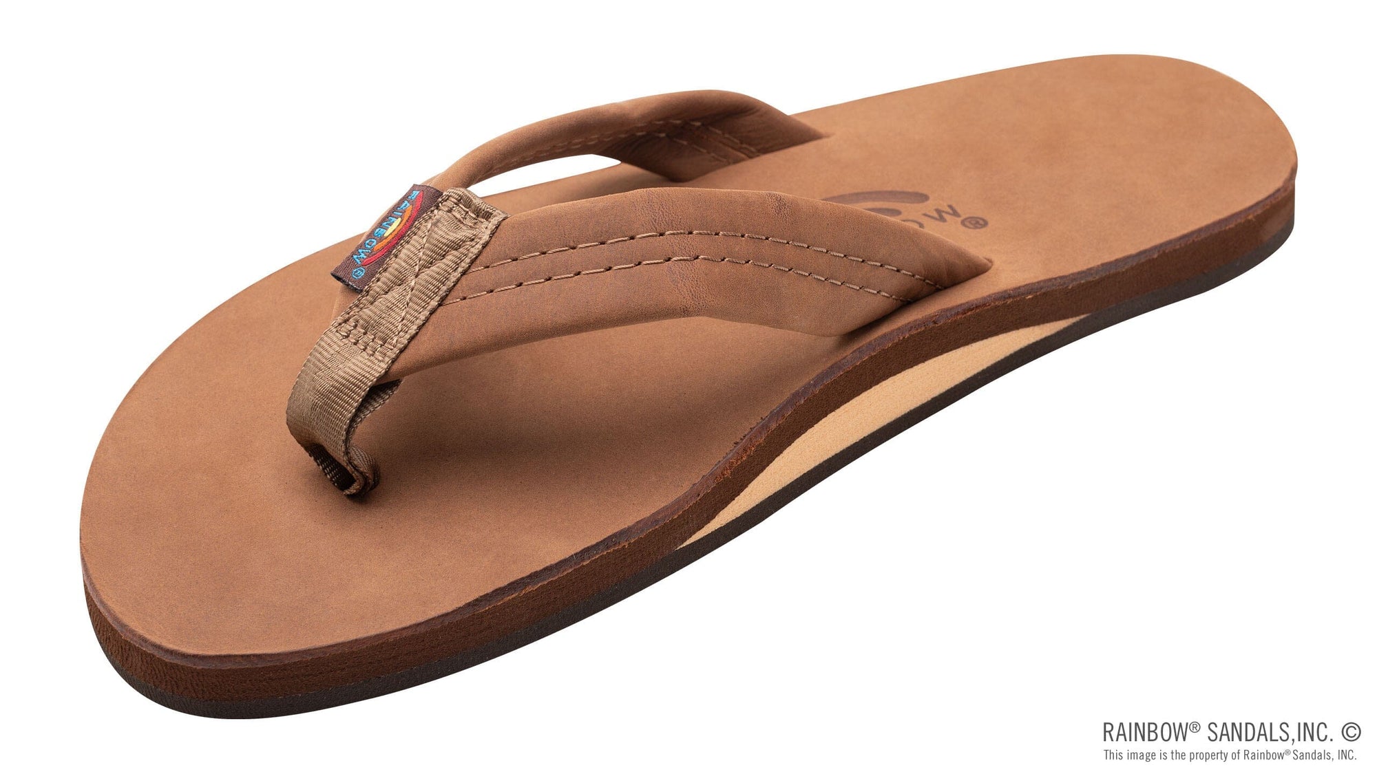 Rainbow Single Layer Premier Leather with Arch Support 1" Strap - Men's Shoes The North Face Redwood M