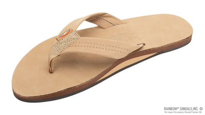 Rainbow Single Layer Premier Leather with Arch Support 1" Strap - Men's Shoes The North Face Sierra Brown M
