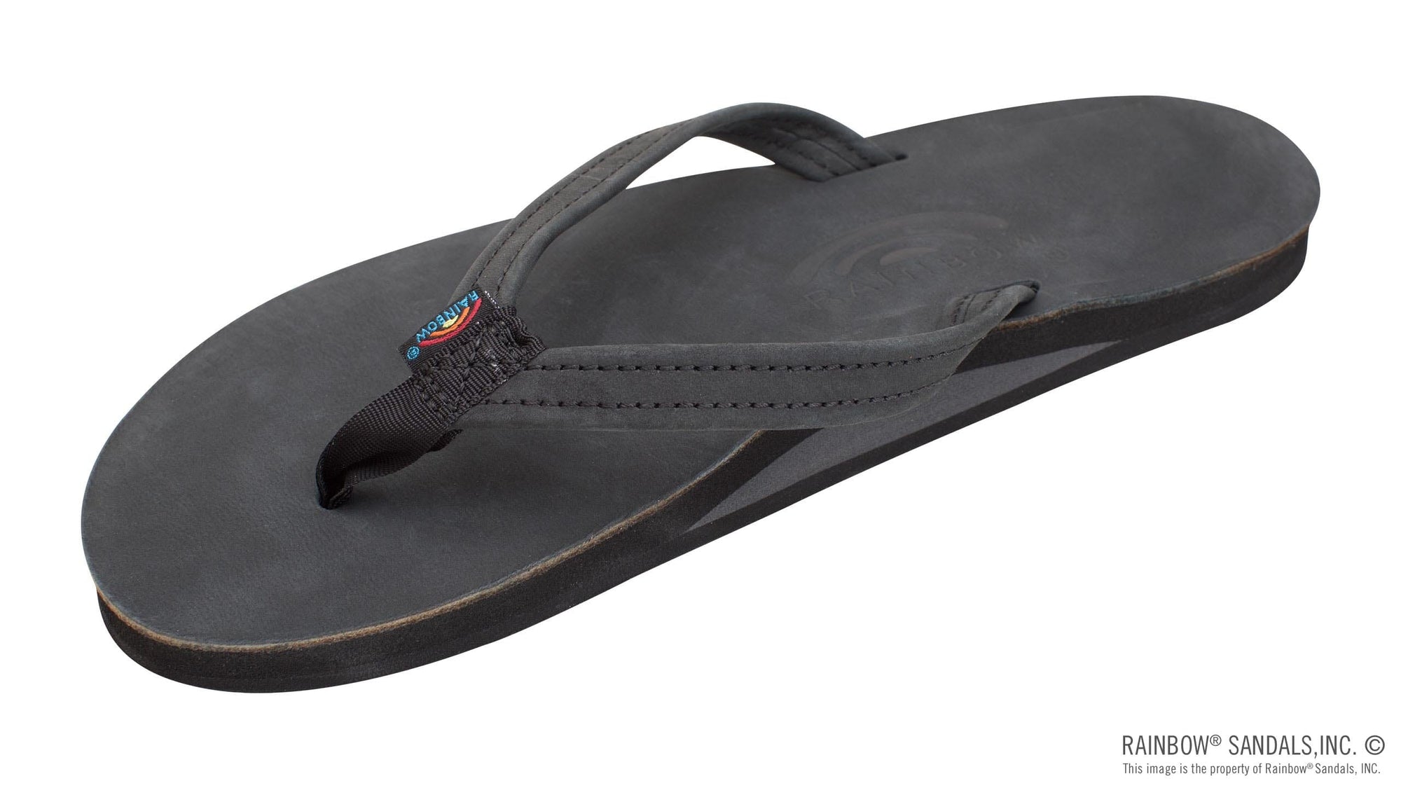 Rainbow Single Layer Premier Leather with Arch Support and a 1/2" Narrow Strap - Women's Shoes Rainbows Black S (5.5-6.5)