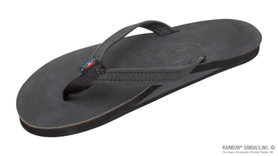 Rainbow Single Layer Premier Leather with Arch Support and a 1/2" Narrow Strap - Women's Shoes Rainbows Black S (5.5-6.5)