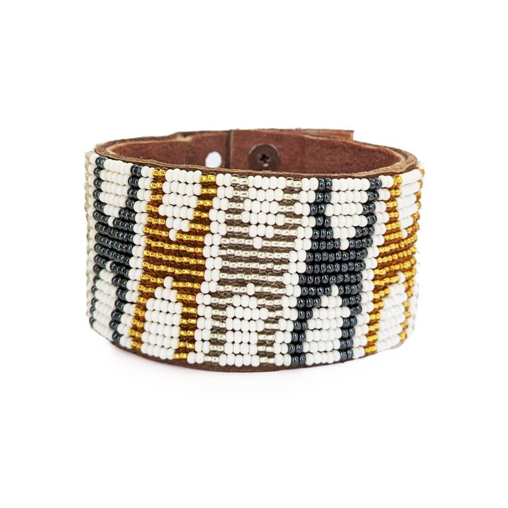Swahili Coast Beaded Leather Cuff Jewelry Swahili Coast Large