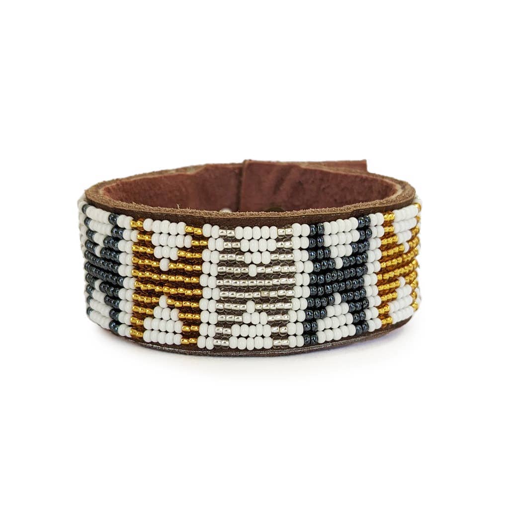 Swahili Coast Beaded Leather Cuff Jewelry Swahili Coast Medium