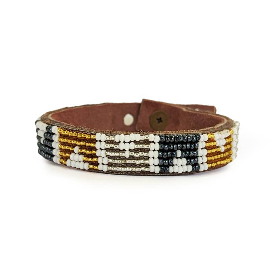 Swahili Coast Beaded Leather Cuff Jewelry Swahili Coast Small