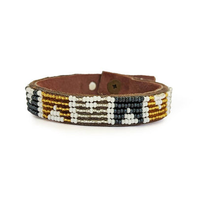 Swahili Coast Beaded Leather Cuff Jewelry Swahili Coast Small