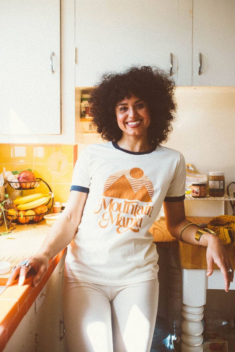 The Bee & The Fox - Mountain Mama | Ringer Graphic T-shirt: S The Bee & The Fox 