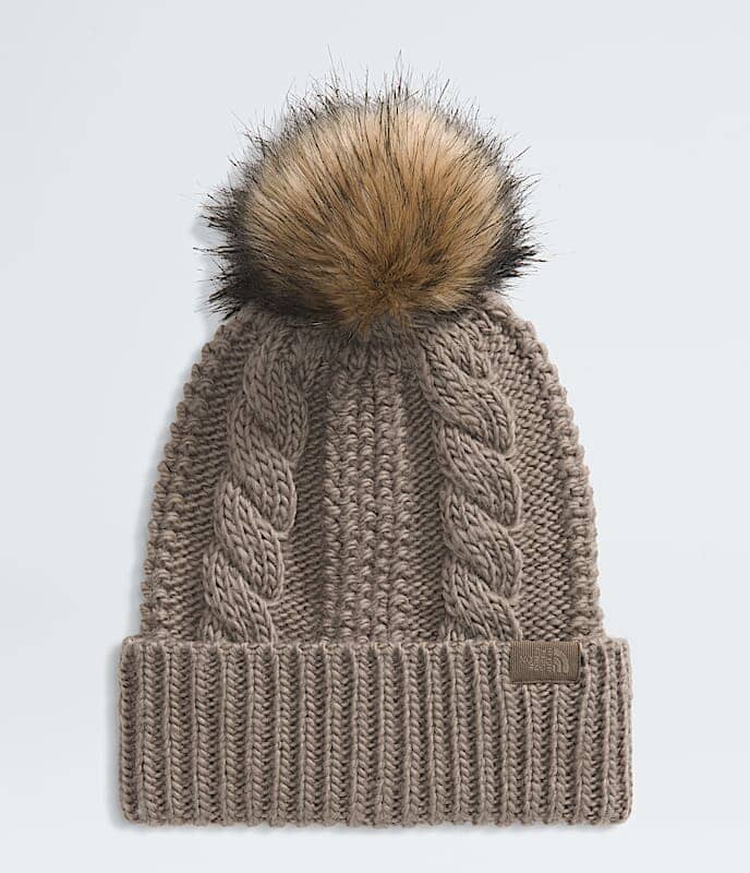 The North Face Oh Mega Fur Pom Beanie Hats The North Face Mocha Brown