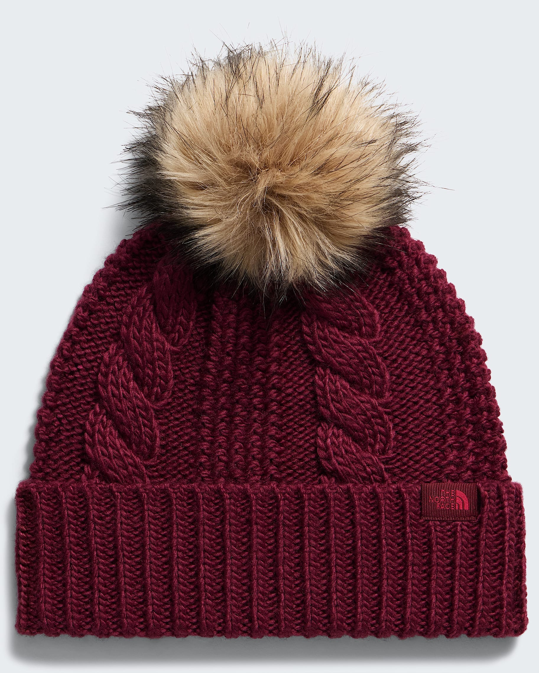 The North Face Oh Mega Fur Pom Beanie Women's Beanies The North Face Burgundy Crush