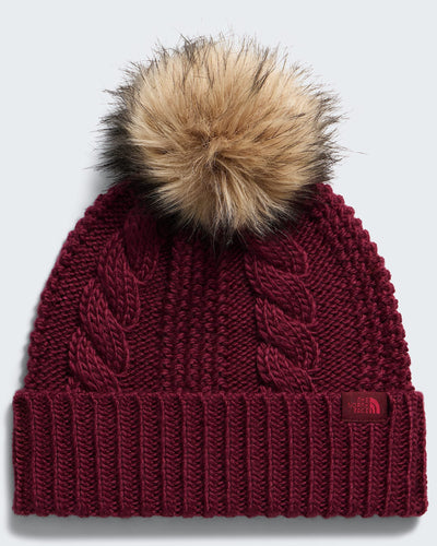 The North Face Oh Mega Fur Pom Beanie Women's Beanies The North Face Burgundy Crush