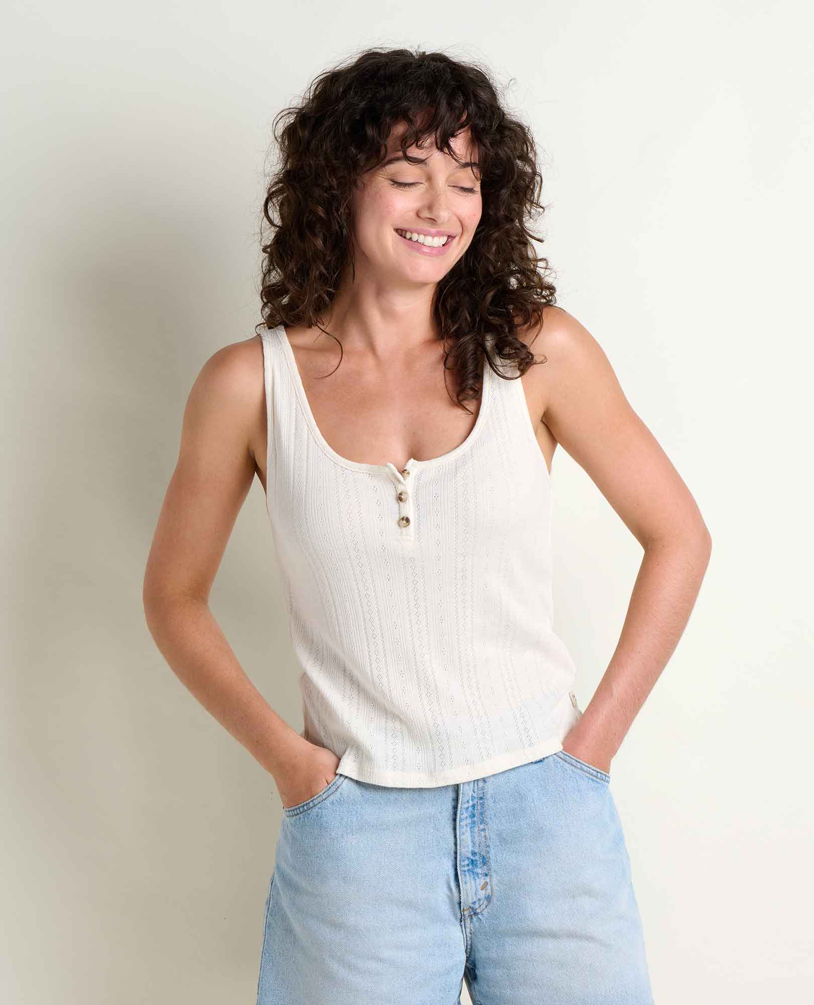 Toad&Co - Foothill Pointelle Henley Tank S26: Salt / L Toad&Co