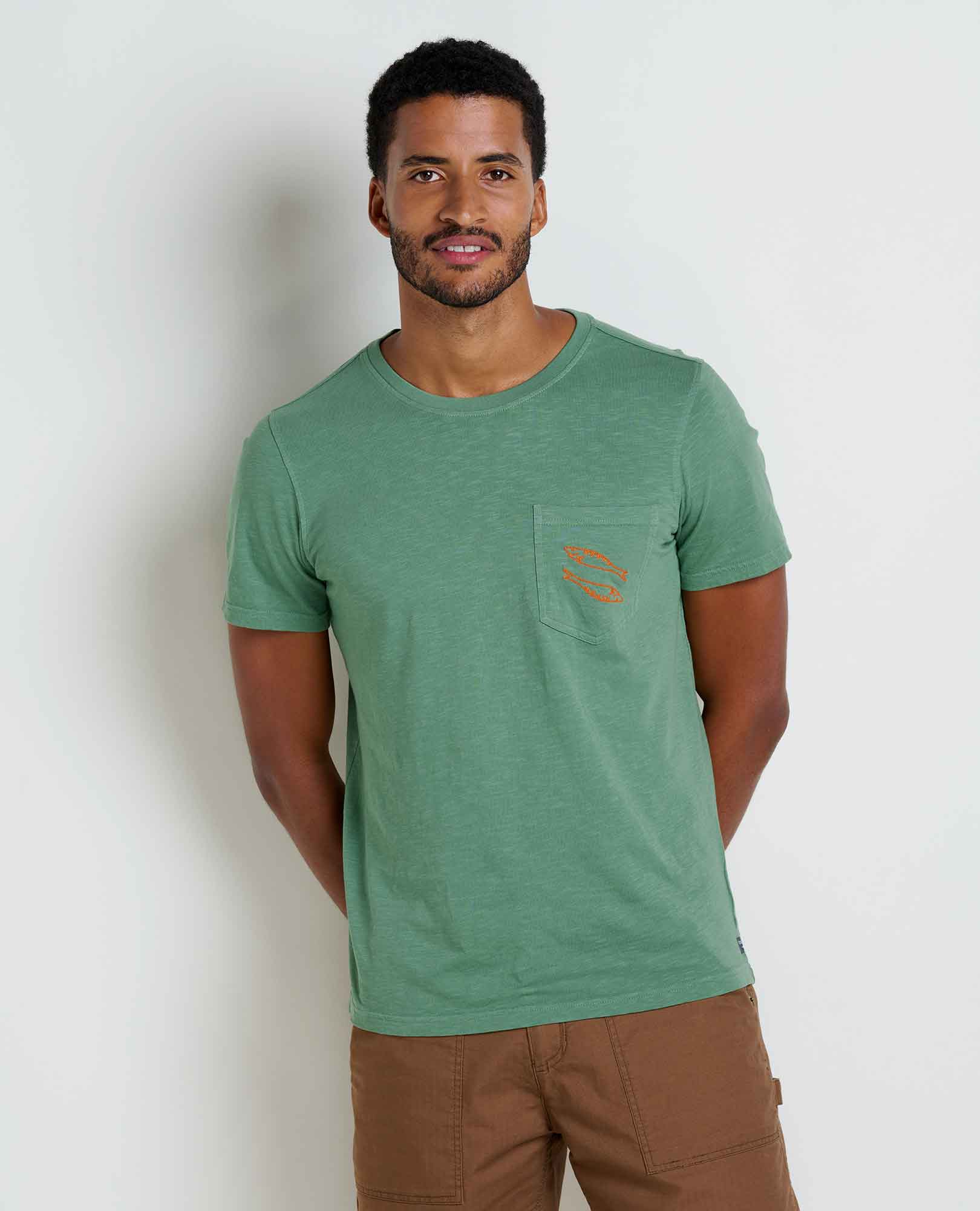 Toad&Co Primo Embroidered Crew - Men's Shirts Toad&Co Ivy Fish Embroidery Medium