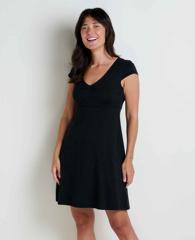 Toad&Co - Rosemarie Dress S26: Black and Salt Print / L Toad&Co